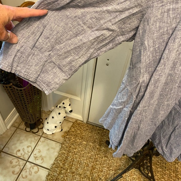 Jones & Co Linen Chambray Asymmetrical Longline Tunic Top 1X - Picture 3 of 6